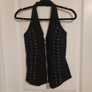 Chic Black Lace-Up Halter Top